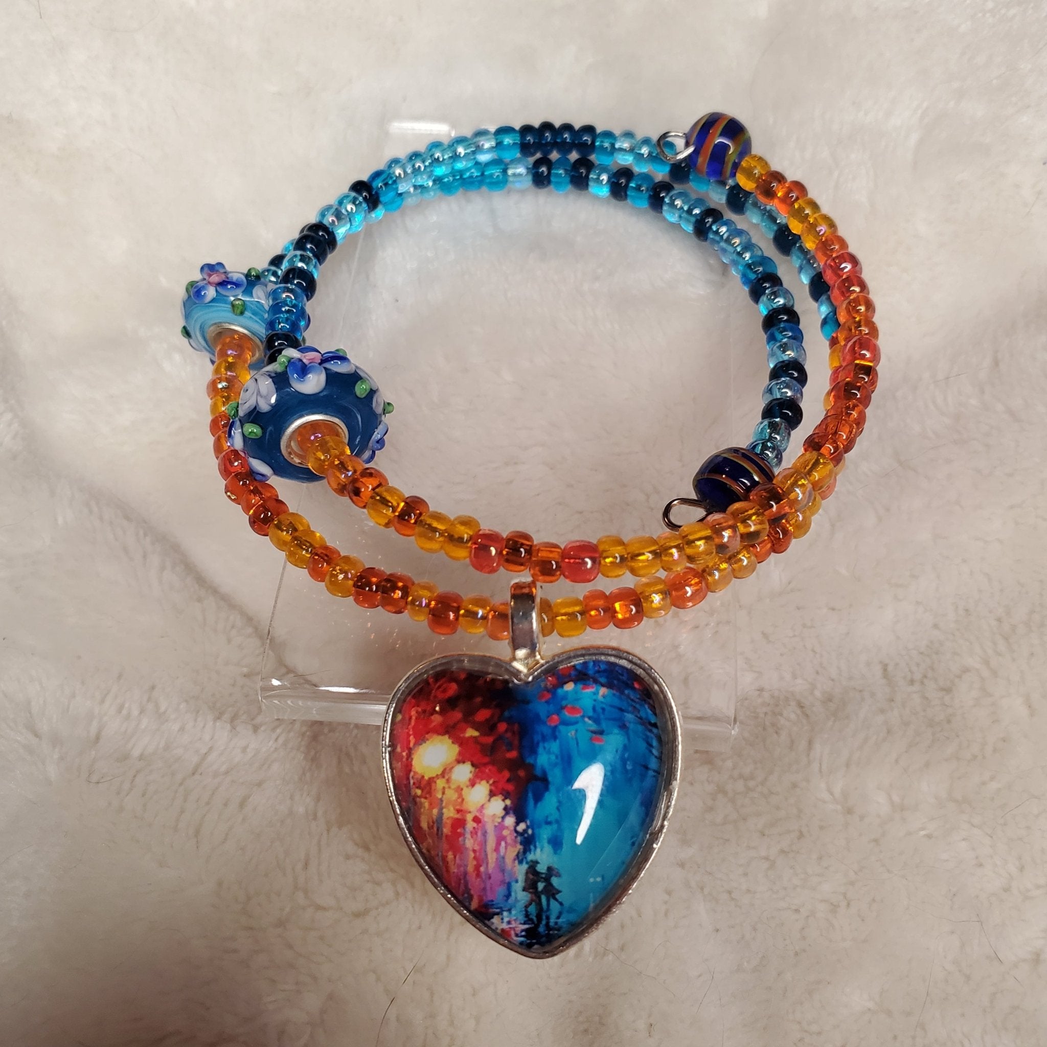 Dancing Couple Bracelet - Blue and Orange (MW) | Mamabug ReCreations - Artisan Jewelry