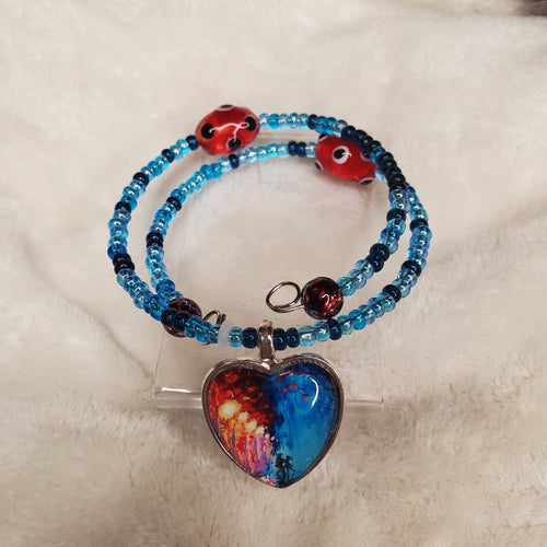 Dancing Couple in Midnight Skies Bracelet (MW) | Mamabug ReCreations - Artisan Jewelry