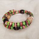 Green and Red Wooden Bead Bracelet (MW) | Mamabug ReCreations - Artisan Jewelry