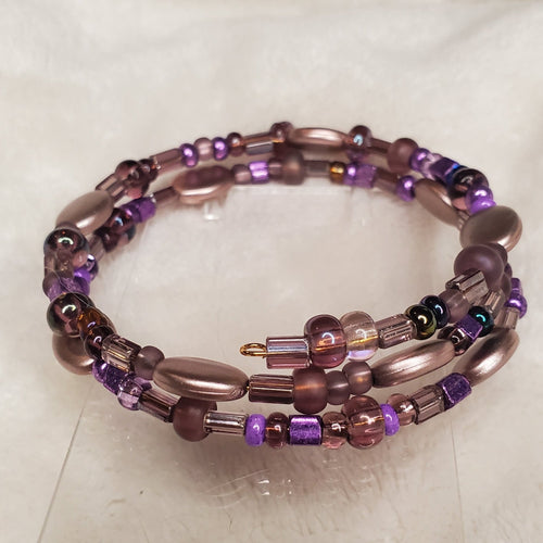 Purple Beaded Bracelet (MW) | Mamabug ReCreations - Artisan Jewelry