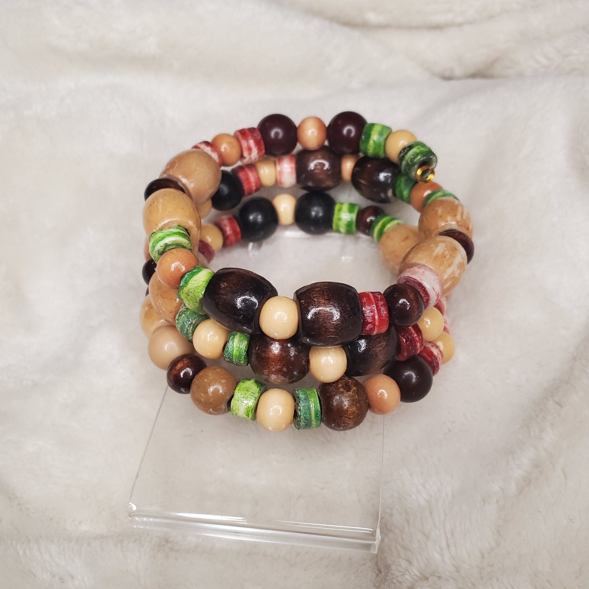 Large Wooden Beaded Bracelet (MW) | Mamabug ReCreations - Artisan Jewelry