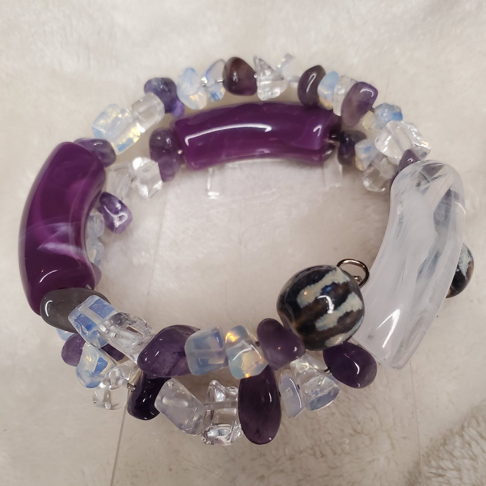 Purple and White Bracelet (MW) | Mamabug ReCreations - Artisan Jewelry