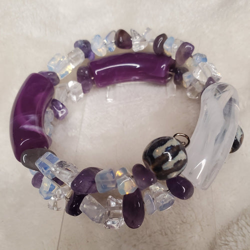 Purple and White Bracelet (MW) | Mamabug ReCreations - Artisan Jewelry