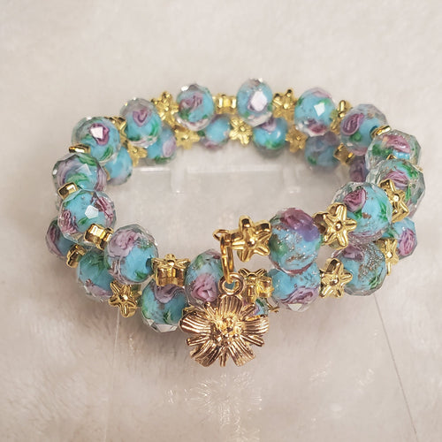Blue Flowers Bracelet (MW) | Mamabug ReCreations - Artisan Jewelry