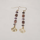 Gold Lotus Earrings with Amethyst and Red Wood | Mamabug ReCreations - Artisan Jewelry