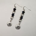Silver Om Earrings with Crystals and Pearls