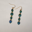 Blue Melon Earrings with Gold Accents | Mamabug ReCreations - Artisan Jewelry
