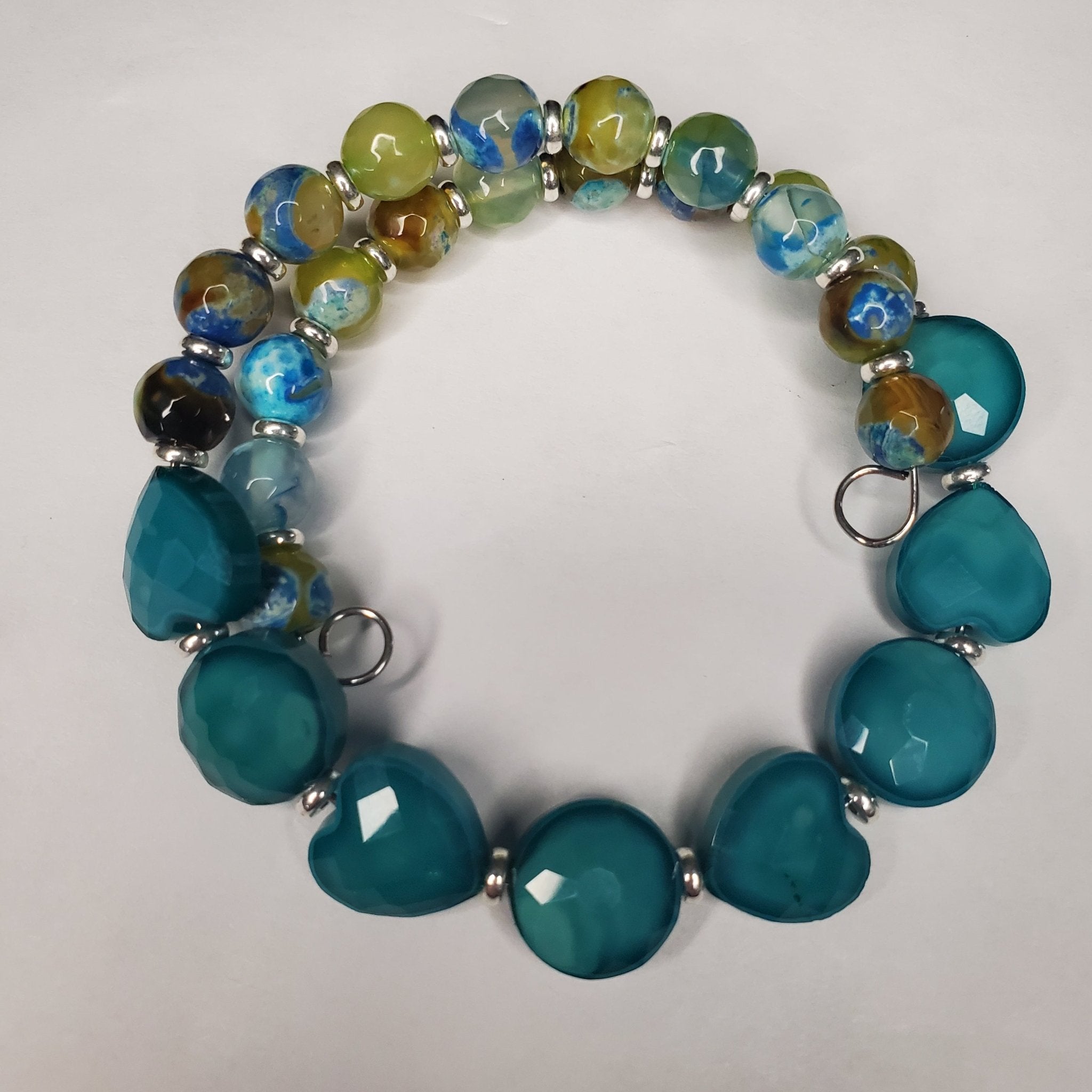 Teal Glass Faceted Bracelet (MW) | Mamabug ReCreations - Artisan Jewelry