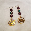 Gold Lotus Earrings with Red Jade | Mamabug ReCreations - Artisan Jewelry