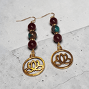 Gold Lotus Earrings with Red Jade | Mamabug ReCreations - Artisan Jewelry