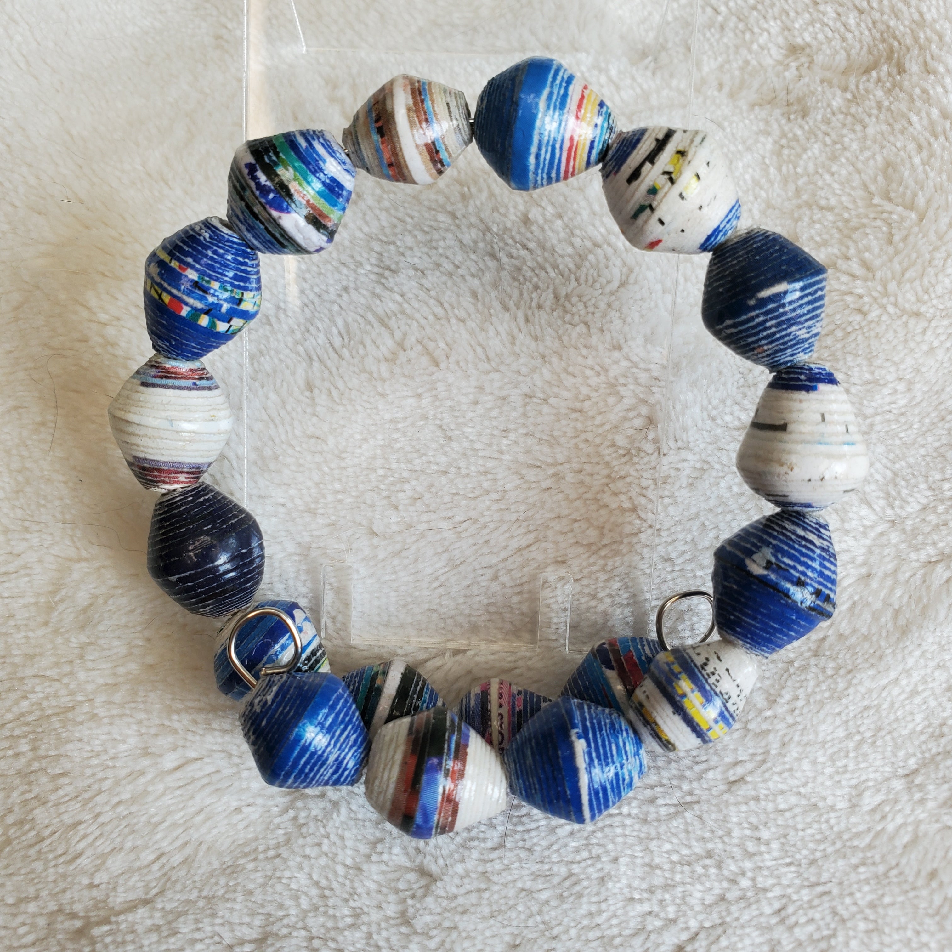 Blue and White Recycled Bracelet (MW)