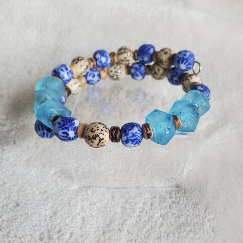 Recycled Bracelet - Glass and Seeds Edition (MW) | Mamabug ReCreations - Artisan Jewelry