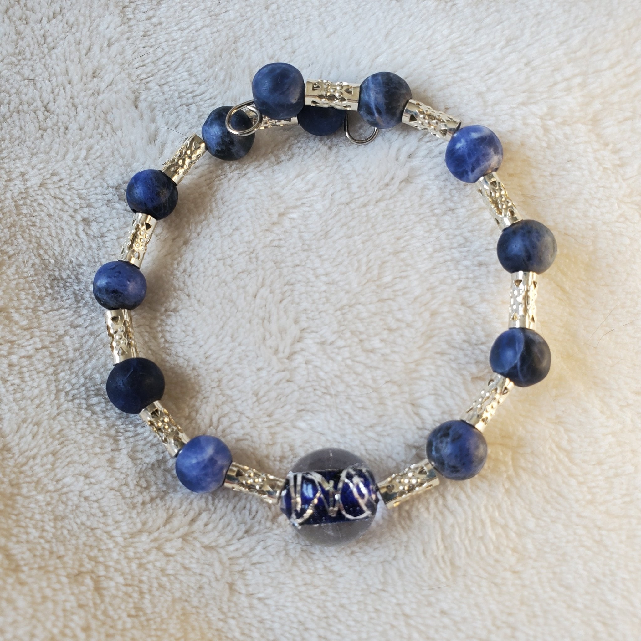 Blue and Silver Bracelet (MW) | Mamabug ReCreations - Artisan Jewelry