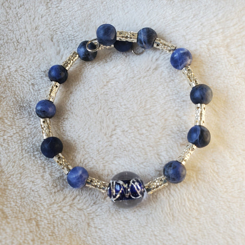 Blue and Silver Bracelet (MW) | Mamabug ReCreations - Artisan Jewelry