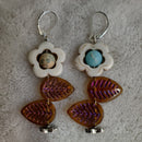 Sky Blue and White Flower Earrings | Mamabug ReCreations - Artisan Jewelry