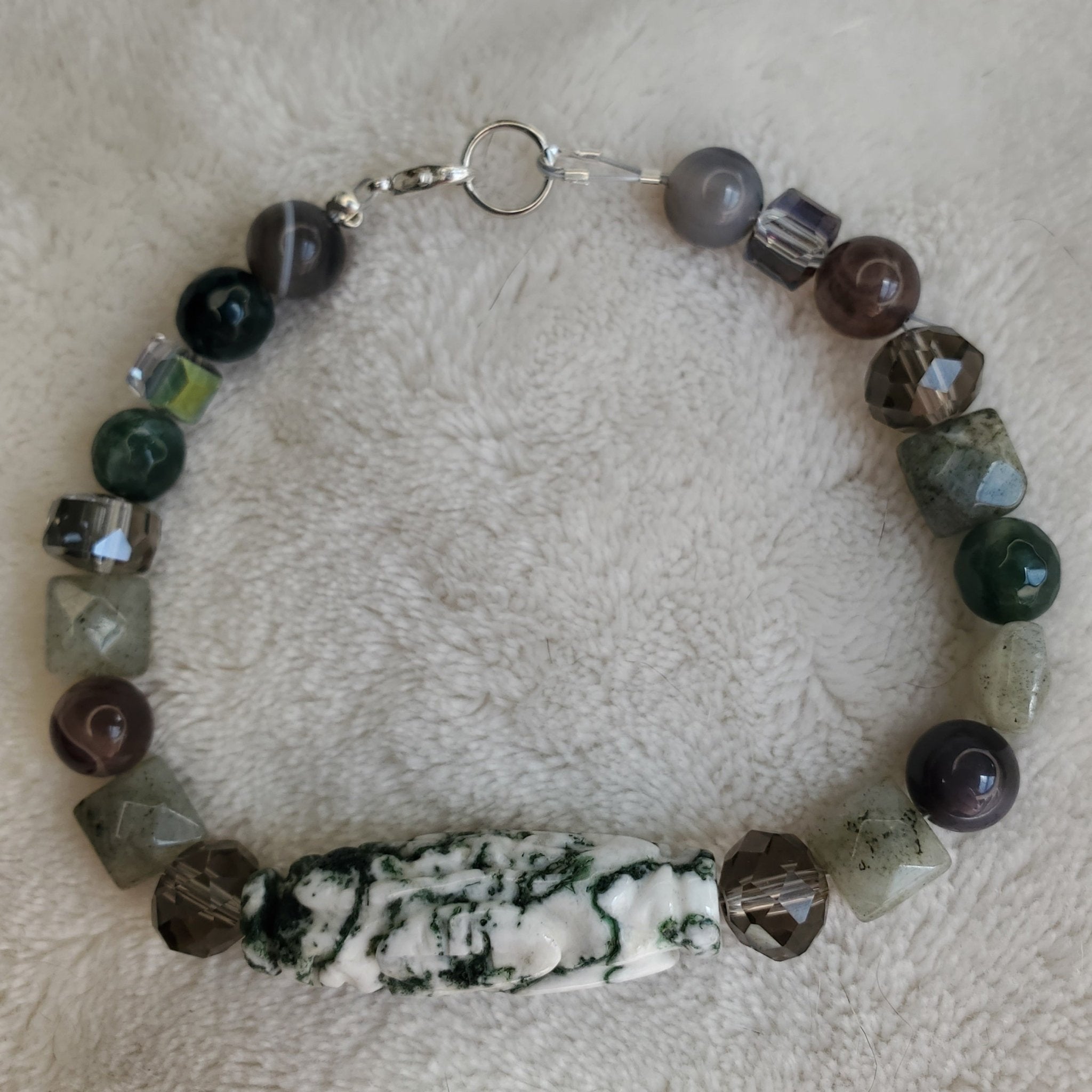 Moss Agate Stone Bracelet (W) | Mamabug ReCreations - Artisan Jewelry