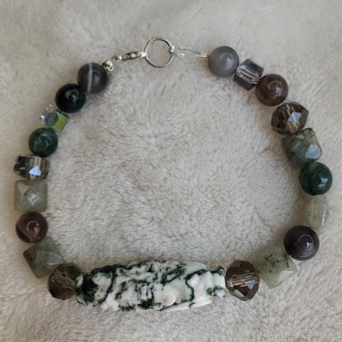 Moss Agate Stone Bracelet (W) | Mamabug ReCreations - Artisan Jewelry