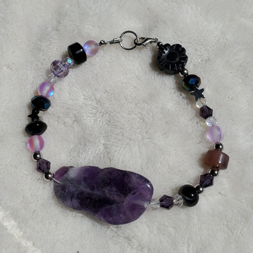 Large Amethyst Stone Bracelet (W) | Mamabug ReCreations - Artisan Jewelry