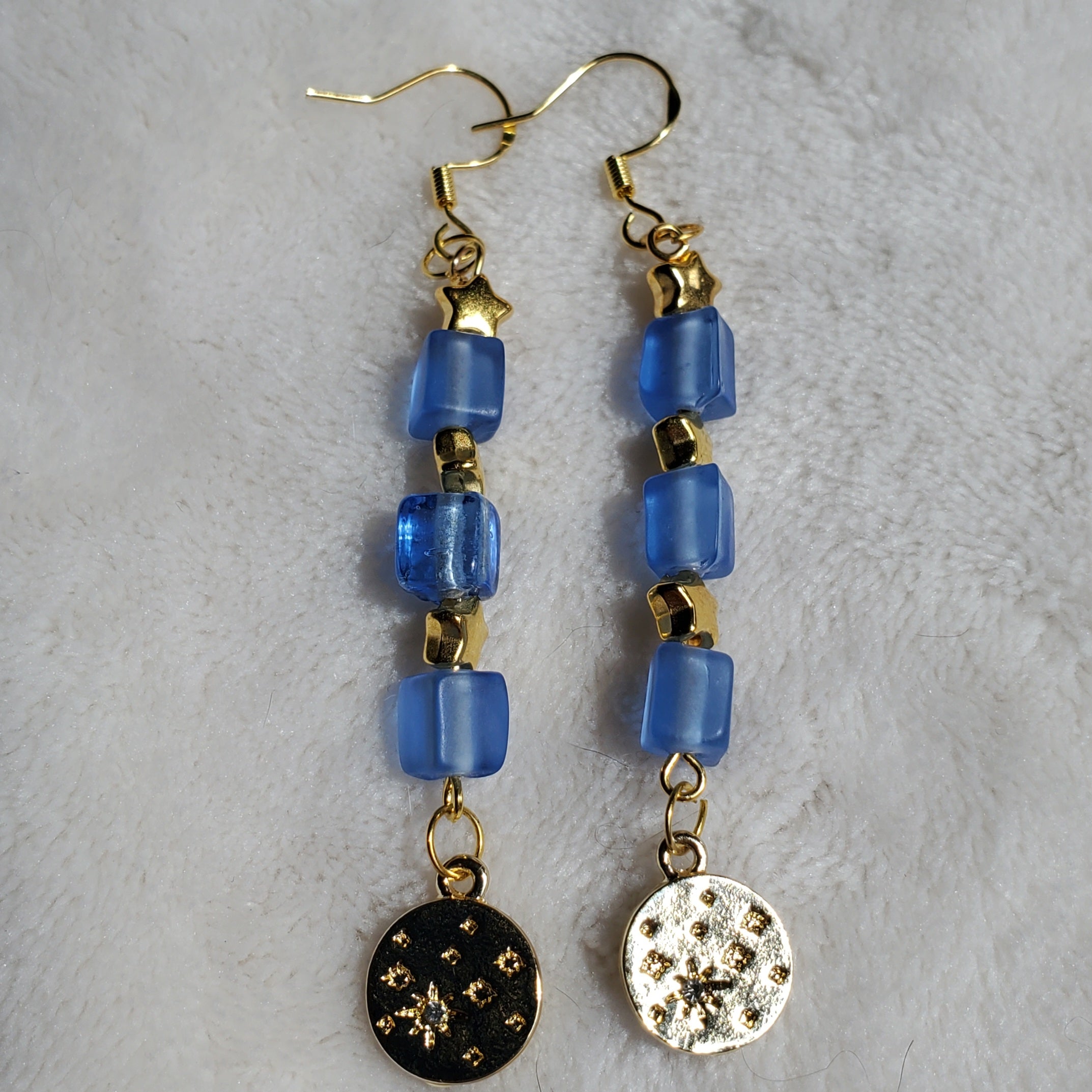 Blue and Gold Stars Earrings