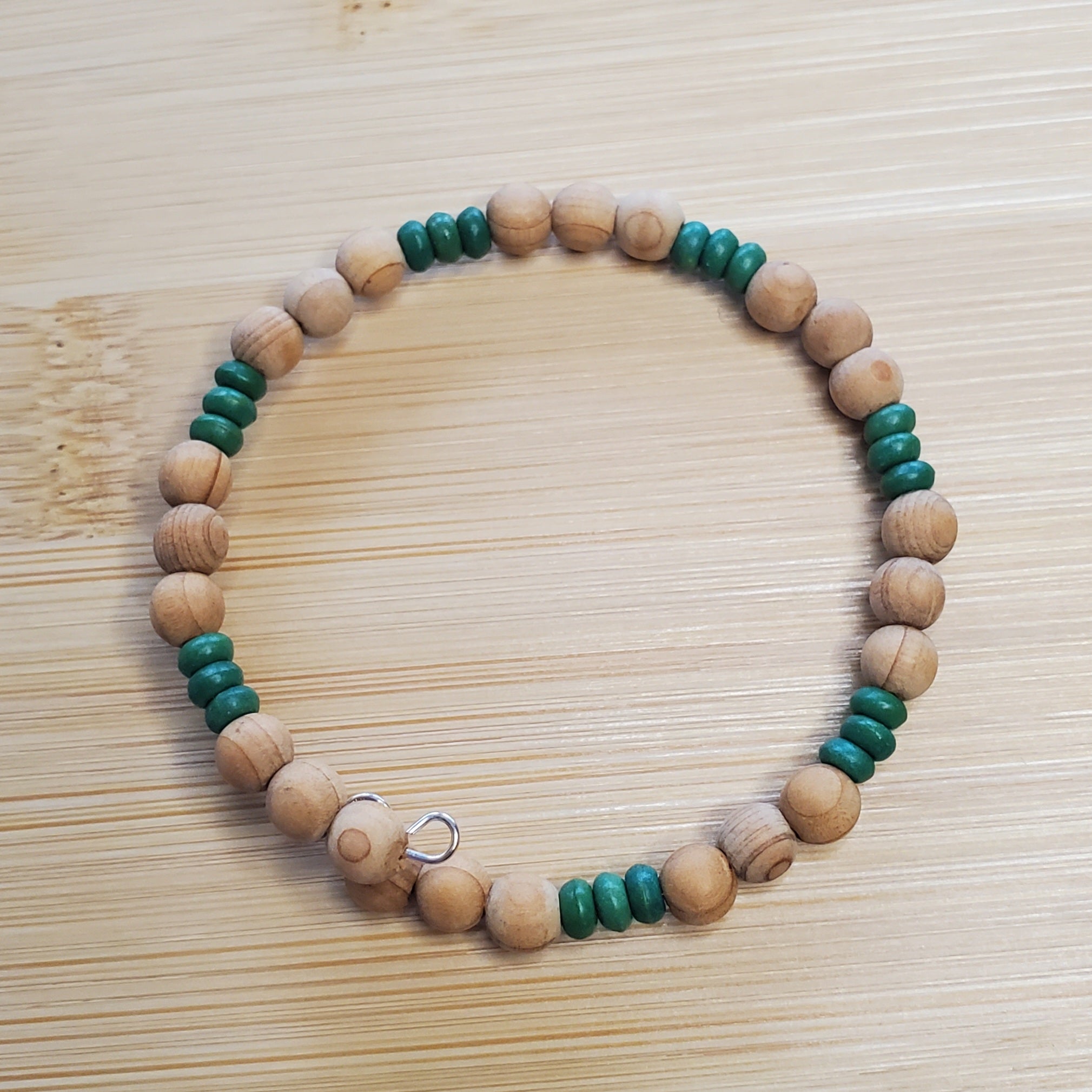 Green and Brown Wooden Bead Bracelet | Mamabug ReCreations - Artisan Jewelry
