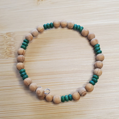 Green and Brown Wooden Bead Bracelet | Mamabug ReCreations - Artisan Jewelry