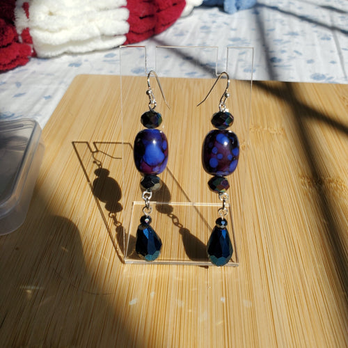 Cobalt Blue and Deep Purple Earrings | Mamabug ReCreations - Artisan Jewelry