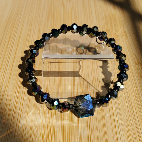 Jet Black Crystal Bracelet (MW) | Mamabug ReCreations - Artisan Jewelry