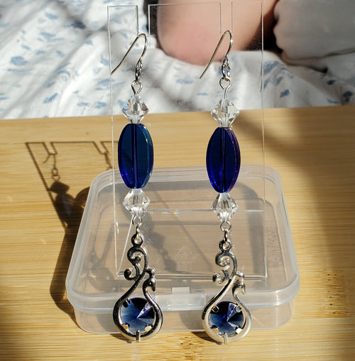 Blue Crystal Earrings | Mamabug ReCreations - Artisan Jewelry