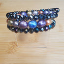 Black Crystal and Pearl Bracelet (MW) | Mamabug ReCreations - Artisan Jewelry