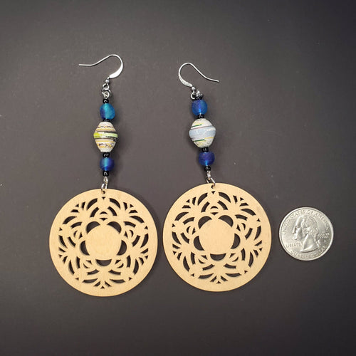 Sandy Brown Wooden Coin Earrings | Mamabug ReCreations - Artisan Jewelry