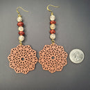 Brown Wooden Snowflake and Recycled Seed Bead Earrings | Mamabug ReCreations - Artisan Jewelry