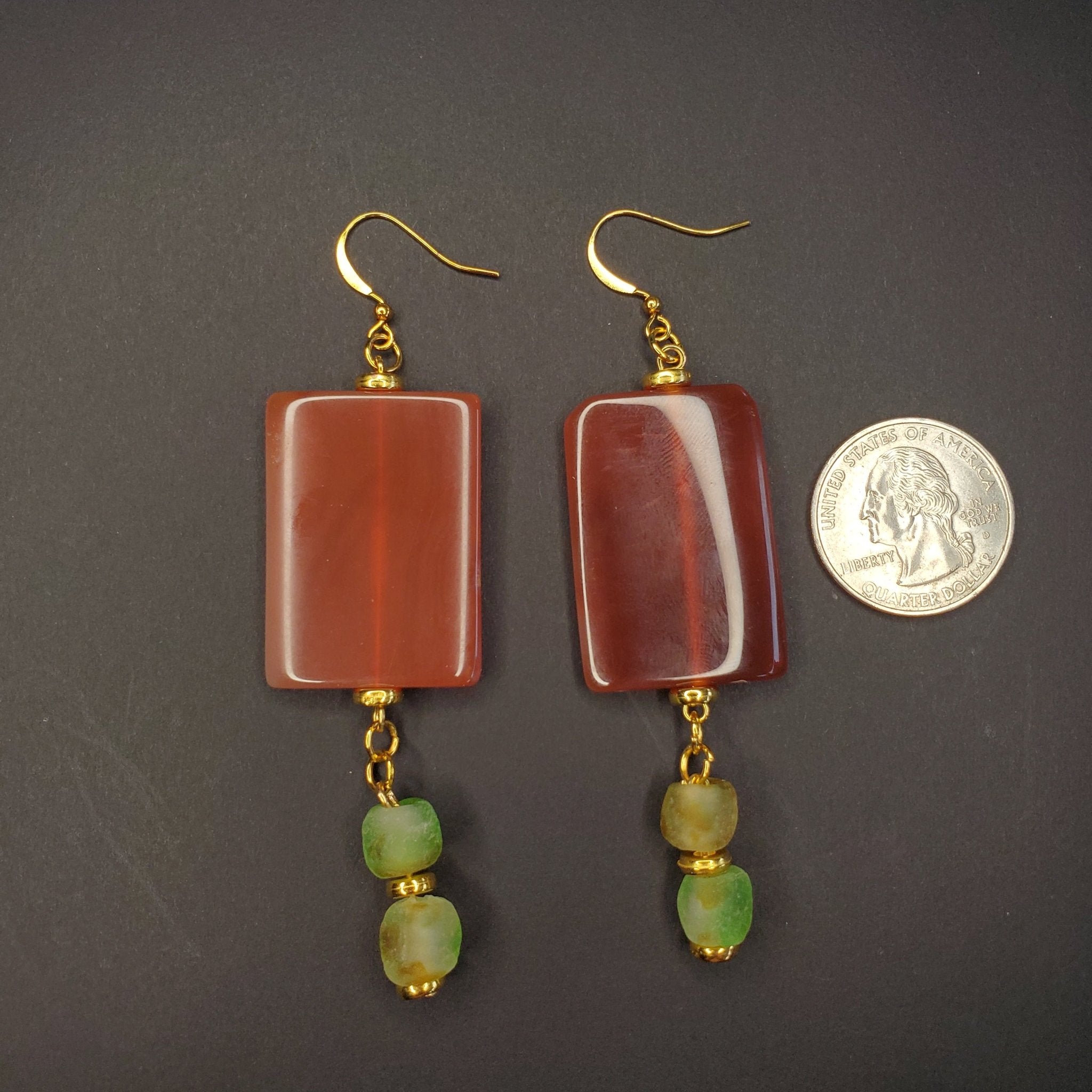 Red Jade and Recycled Beads Earrings | Mamabug ReCreations - Artisan Jewelry
