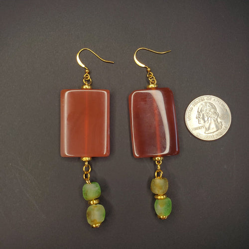 Red Jade and Recycled Beads Earrings | Mamabug ReCreations - Artisan Jewelry
