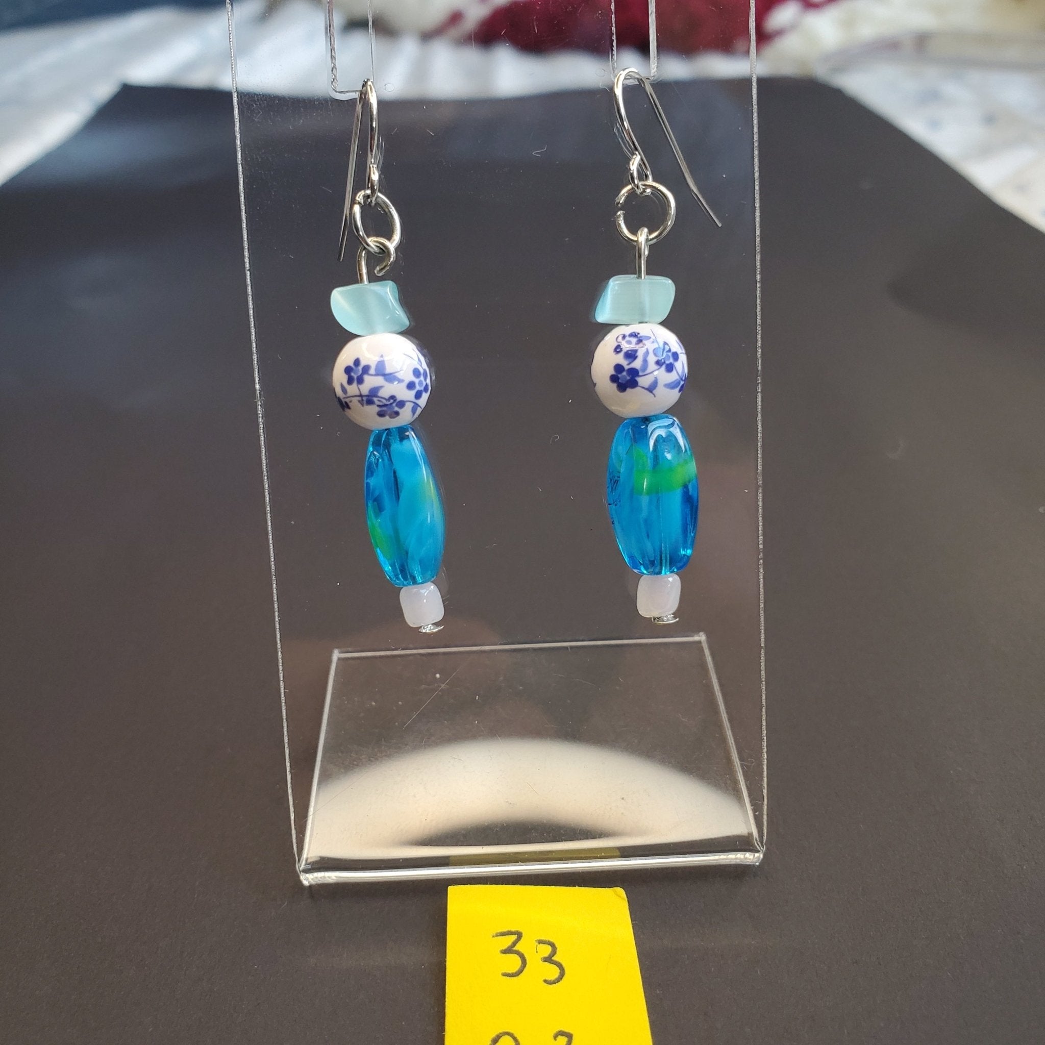 Country Blue Floral Earrings | Mamabug ReCreations - Artisan Jewelry