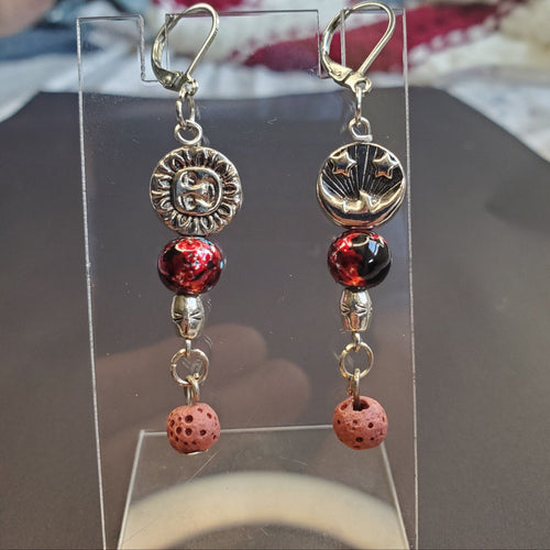 Sun and Moon Earrings - Blue and Green | Mamabug ReCreations - Artisan Jewelry
