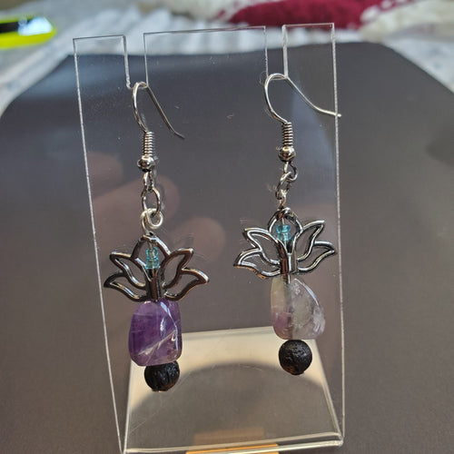 Pale Blue Lotus Earrings | Mamabug ReCreations - Artisan Jewelry