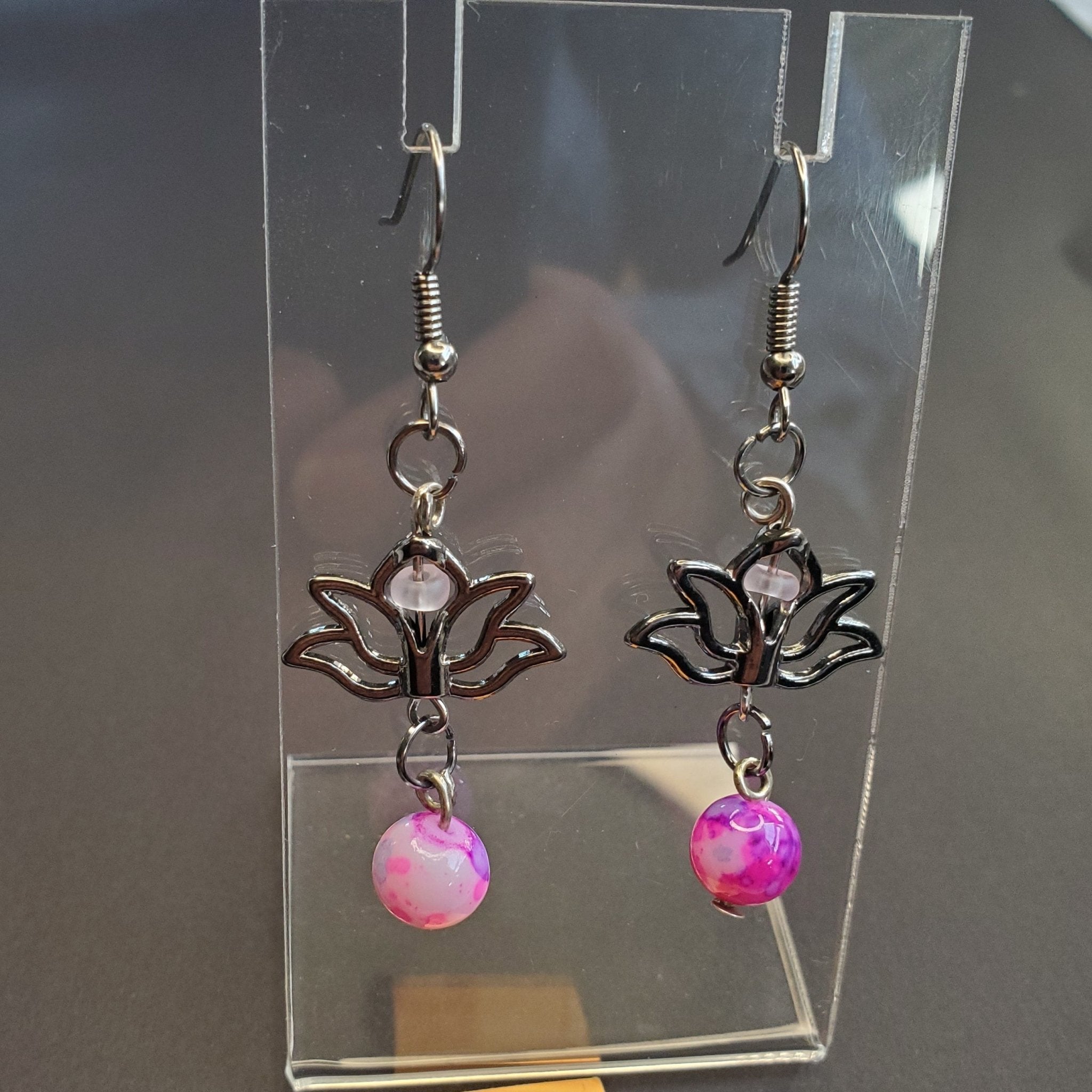 Blush Pink Lotus Earrings | Mamabug ReCreations - Artisan Jewelry