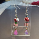Splash of Red with Pink Earrings | Mamabug ReCreations - Artisan Jewelry