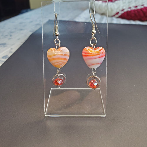 Orange Creamsicle Heart Earrings | Mamabug ReCreations - Artisan Jewelry