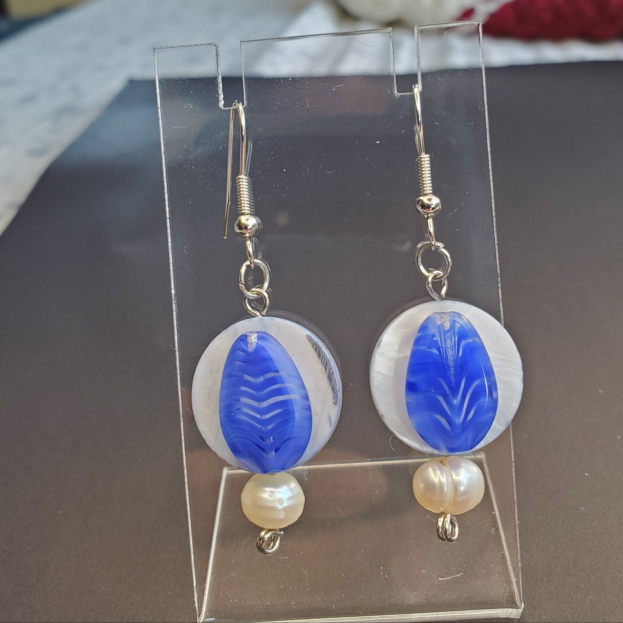 Blue Leaf Earrings | Mamabug ReCreations - Artisan Jewelry
