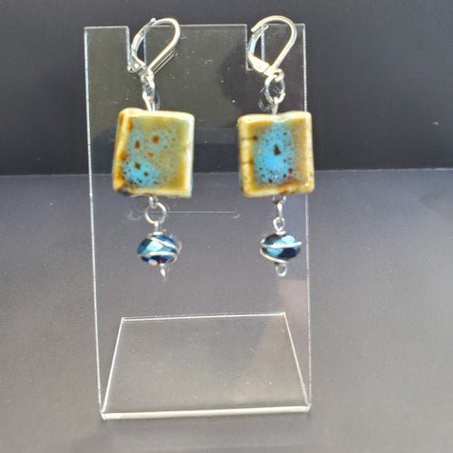 Mottled Turquoise Earrings | Mamabug ReCreations - Artisan Jewelry