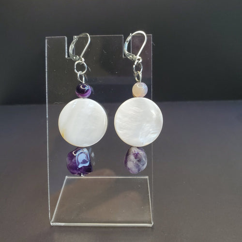 White Jade with Amethyst Earrings | Mamabug ReCreations - Artisan Jewelry