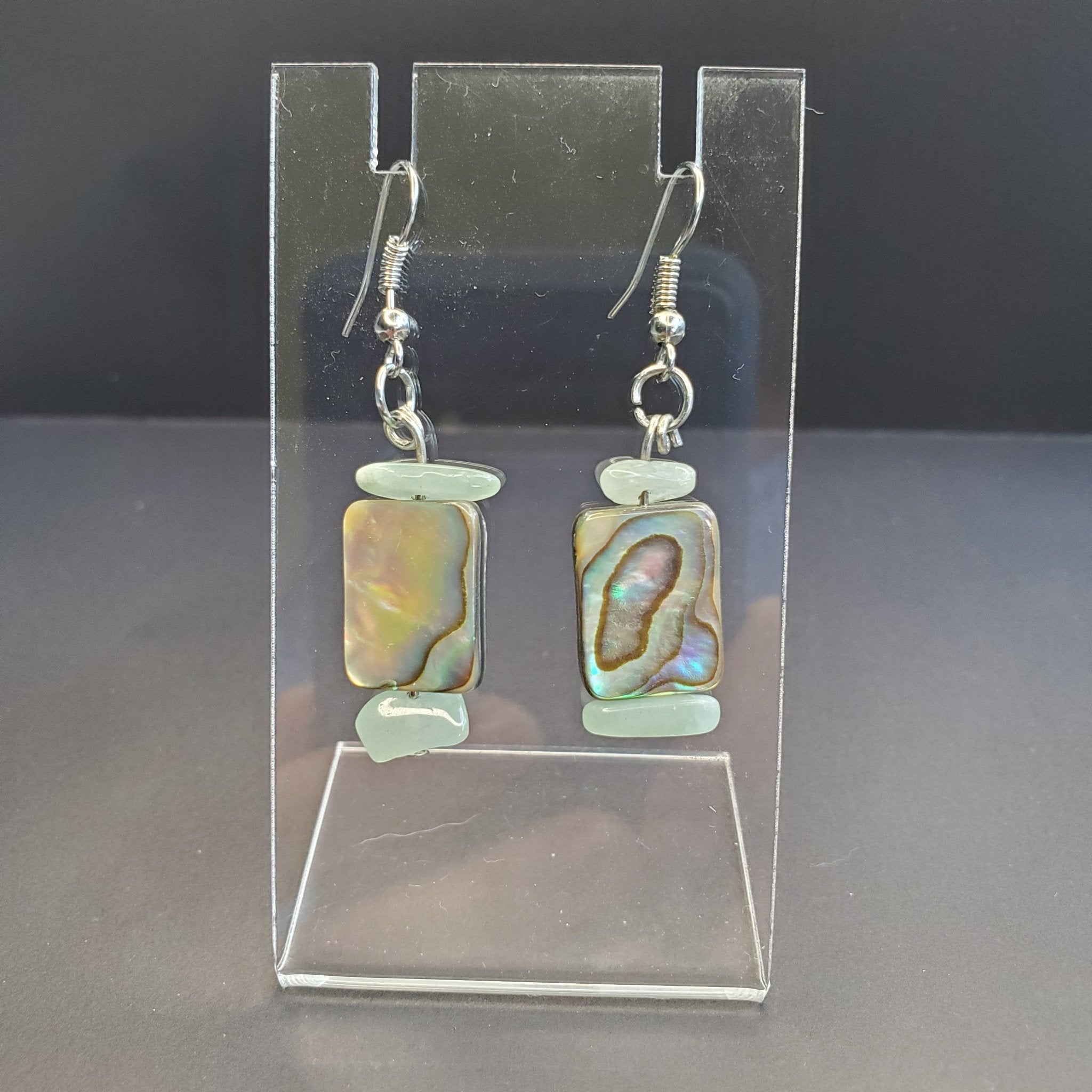 Abalone with Aventurine Earrings | Mamabug ReCreations - Artisan Jewelry