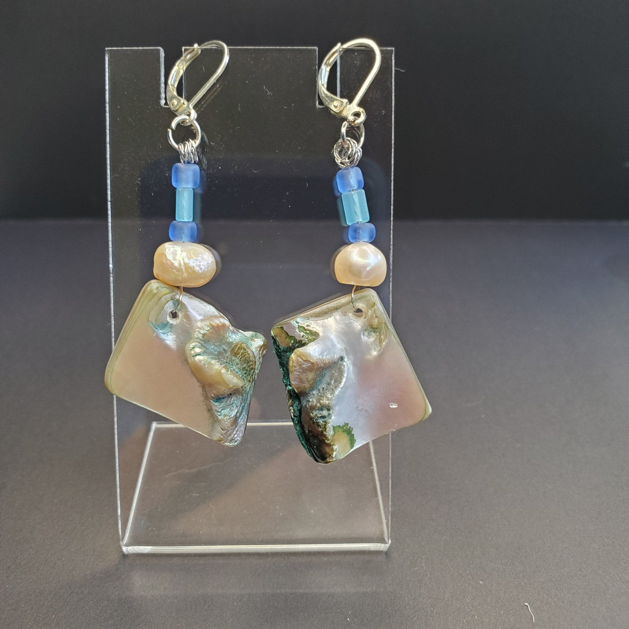 Square Shell Earrings | Mamabug ReCreations - Artisan Jewelry