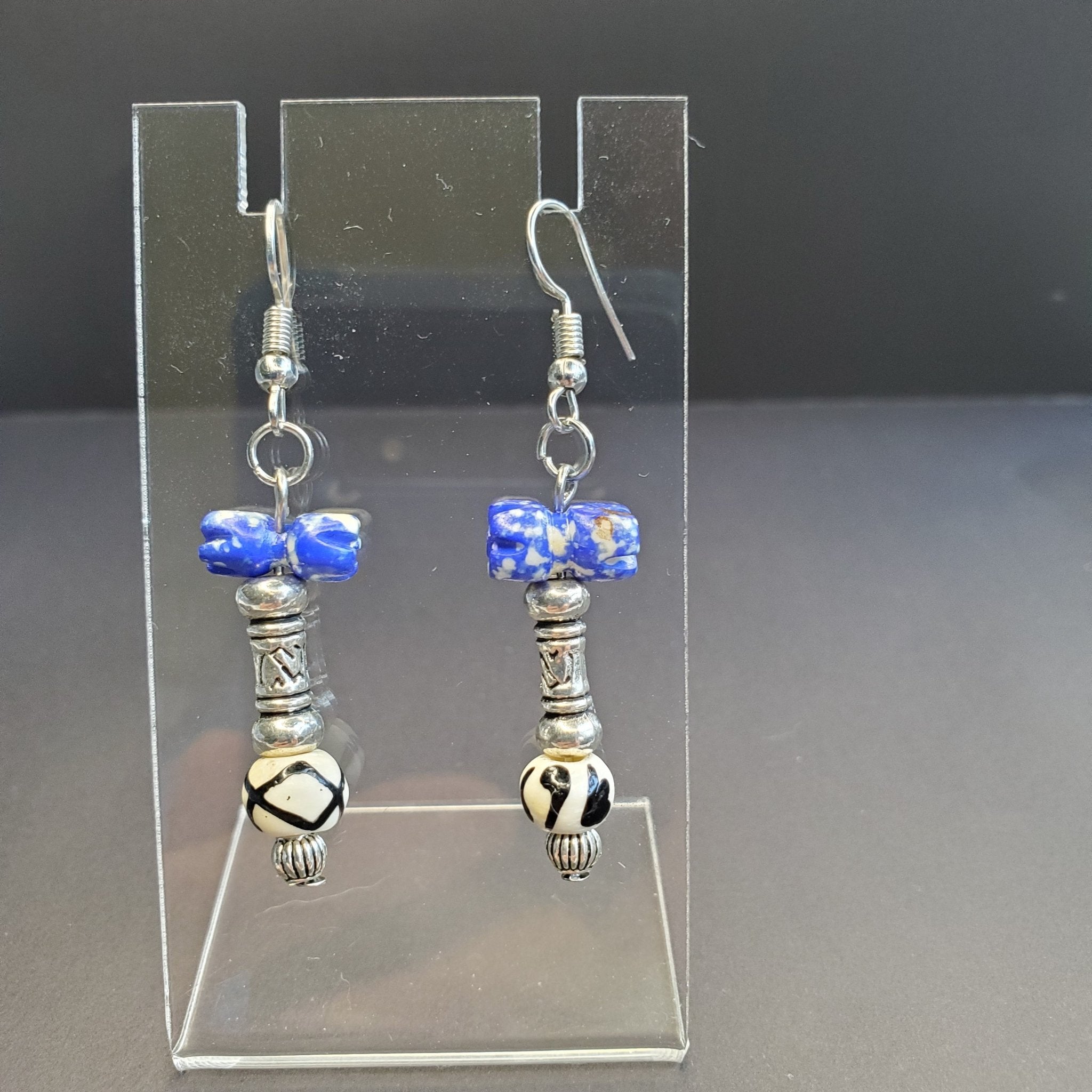 Blue and Silver Hammer Earrings | Mamabug ReCreations - Artisan Jewelry