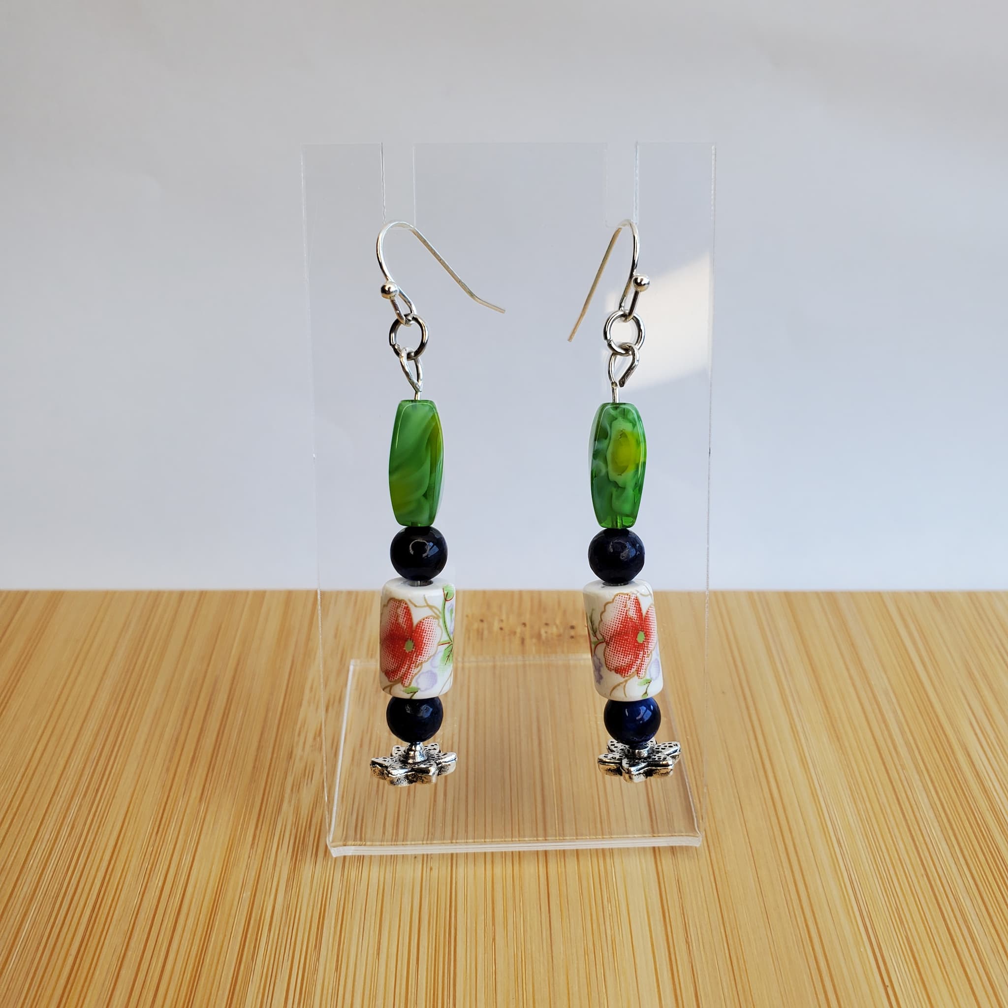 Orange Floral Earrings | Mamabug ReCreations - Artisan Jewelry
