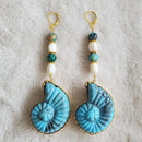 Turquoise Shell Earrings with Gold Accents | Mamabug ReCreations - Artisan Jewelry