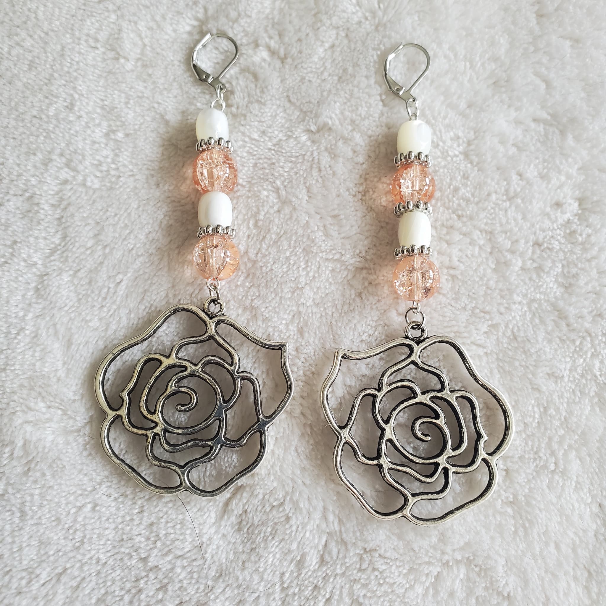 Peachy Keen Rose Earrings | Mamabug ReCreations - Artisan Jewelry