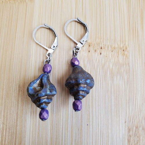 Purple Shell Earrings | Mamabug ReCreations - Artisan Jewelry