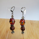 Red - Brown Polka Dots Earrings | Mamabug ReCreations - Artisan Jewelry